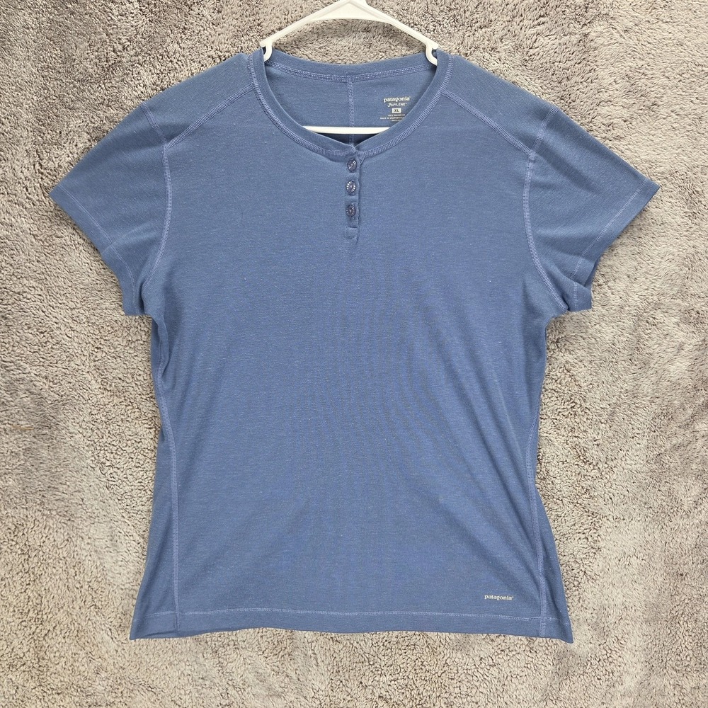 Patagonia Shirt Womens XL Blue Capilene Henley Baselayer Hiking Running